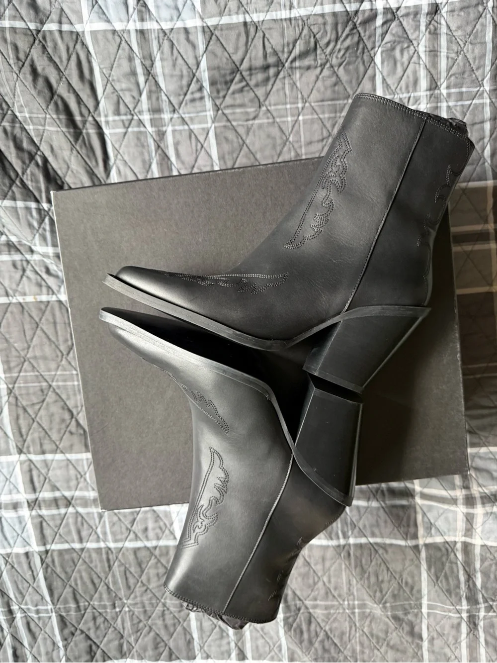 The Kooples Western Leather Heeled Side Zip Ankle Boot NIB Sz FR 37 $475 US 6